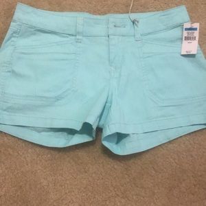 Teal jean shorts